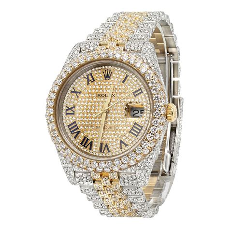 gold watch with fake diamonds|faux diamond watch for men.